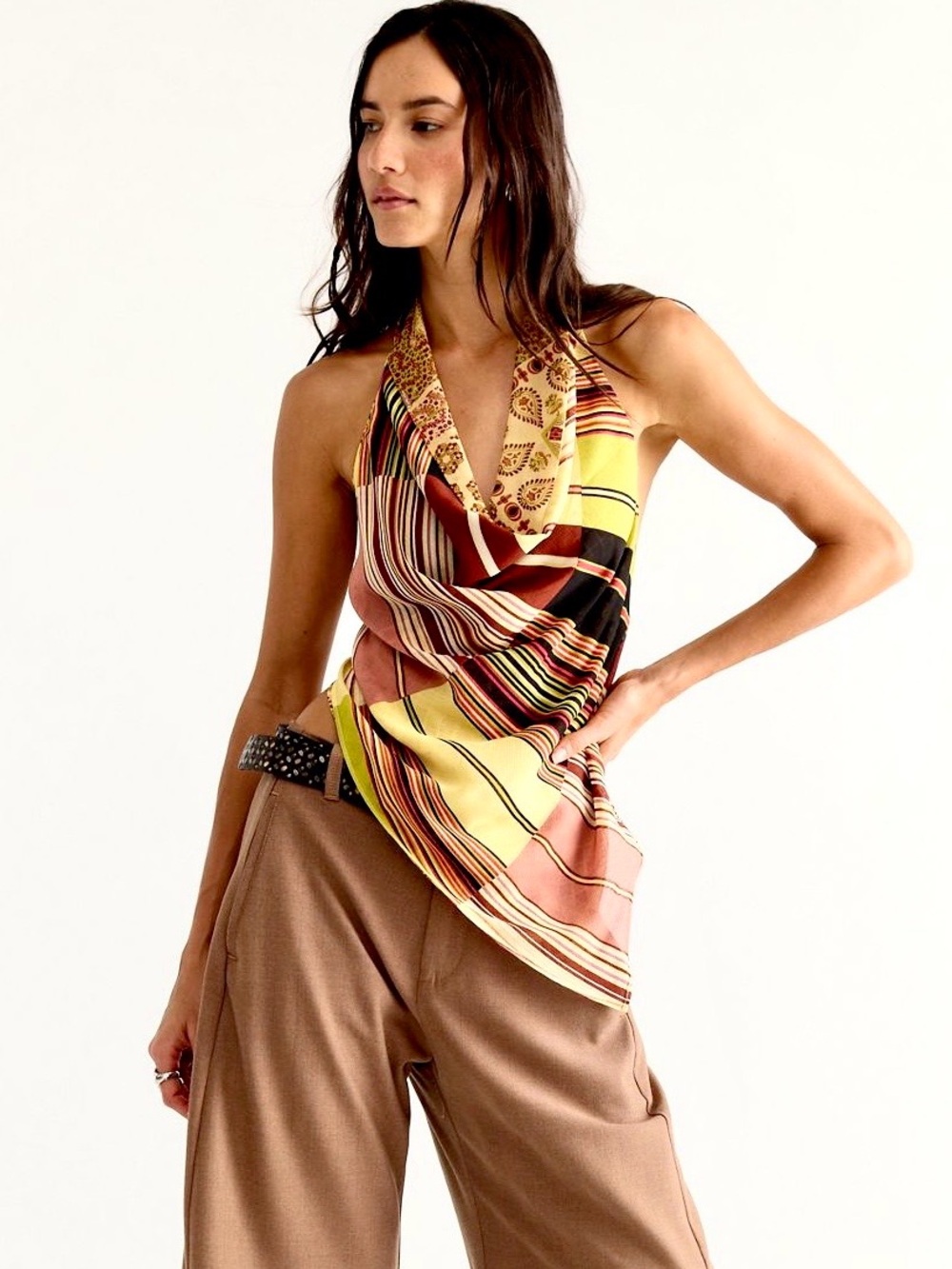 Free People - 2-in-1 Cowl Neck Halter tops - Yellow Multi - Picture 6 of 7